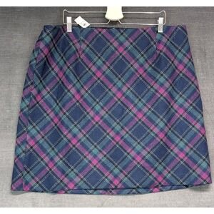 Talbots Wool Blend Lined Career Skirt Blue/Pink Pet Plus Size 22WP NWT Preppy